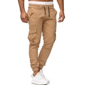 Lovely Casual Pockets Design Khaki Pants