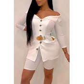 Lovely Casual Off The Shoulder White Two-piece Sho