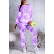 Lovely Trendy Printed Purple Two-piece Pants Set