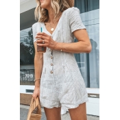 Lovely Pinstripe Buttons Design One-piece Romper