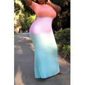 Lovely Casual Color-lump Patchwork Multicolor Floo