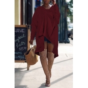 Lovely Trendy Loose Purplish Red Blouse