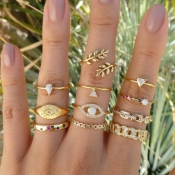 Lovely Trendy 11-Piece Gold Alloy Ring