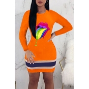 Lovely Trendy Lip Printed Croci Mini Dress