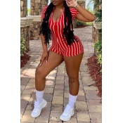 Lovely Trendy Striped Red One-piece Romper