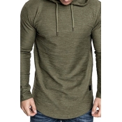 Lovely Trendy Hooded Collar Army Green T-shirt