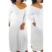 Lovely Casual Loose White Ankle Length Dress