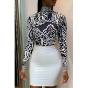 Lovely Work Turtleneck Printed Black Blouse