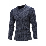 Lovely Casual O Neck Navy Blue Sweaters
