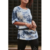 Lovely Leisure Printed Blue T-shirt