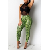 Lovely Trendy See-through Green Two-piece Pants Se