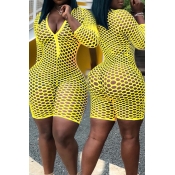 Lovely Sexy Hollow-out Yellow One-piece Romper