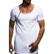 Lovely Casual Zipper Decorative White T-shirt