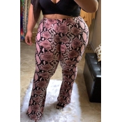 Lovely Casual Printed Light Pink Plus Size Pants