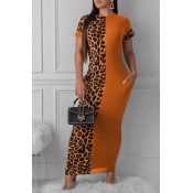 LW Leopard Print Patchwork Bodycon Dress
