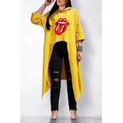 Lovely Casual Hooded Collar Asymmetrical Printed Y