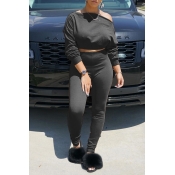 Lovely Chic Off The Shoulder Basic Black Two-piece