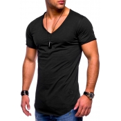Lovely Casual V Neck Black T-shirt