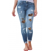 Lovely Leisure Patchwork Baby Blue Jeans