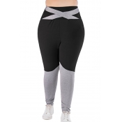 Lovely Casual Patchwork Black Plus Size Leggings