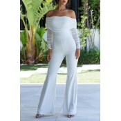 Lovely Party Patchwork White One-piece Jumpsuit