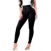 Lovely Trendy Bandage Design Black Pants
