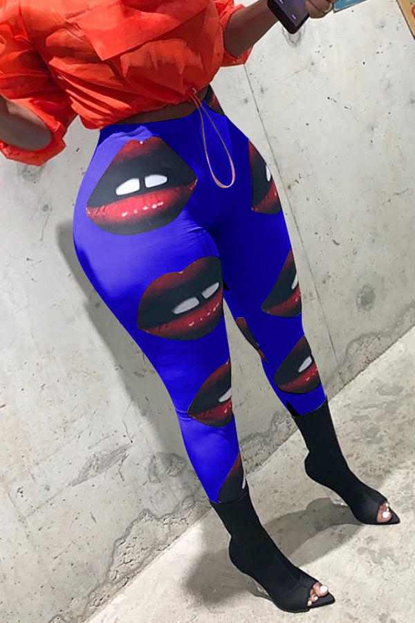 Lovely Casual Printed Royal Blue Pants