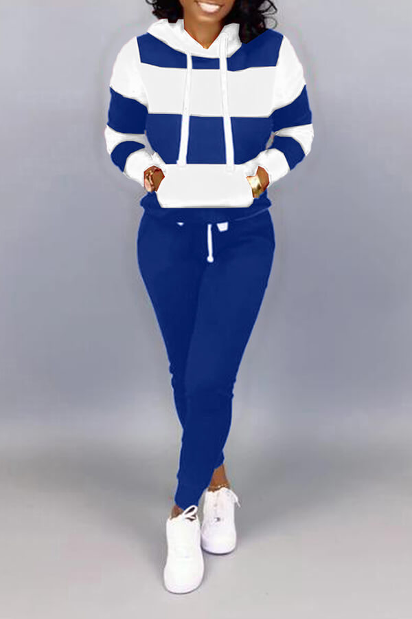 LW Striped Kangaroo Pocket Tracksuit Set