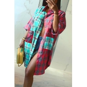 Lovely Trendy Plaid Printed Multicolor Blouse