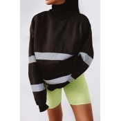 Lovely Casual Patchwork Black Sweatshirt Hoodie