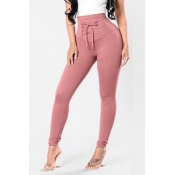 Lovely Trendy Drawstring Skinny Pink Pants