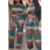 Lovely Casual Printed Multicolor Two-piece Pants S