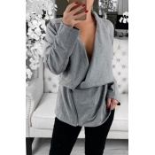 Lovely Casual Zipper Design Grey Coat