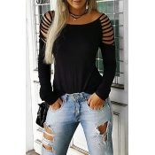 Lovely Chic Hollow-out Black T-shirt