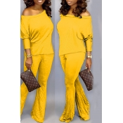 Lovely Trendy Loose Yellow Two-piece Pants Set