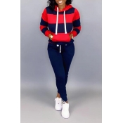 LW Striped Kangaroo Pocket Drawstring Tracksuit Se