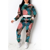 Lovely Casual Printed Green Two-piece Pants Set