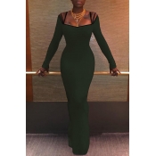 Lovely Sexy Spaghetti Straps Skinny Army Green Ank
