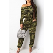 Lovely Casual Camouflage Printed Army Green One-pi