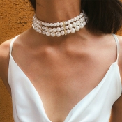 Lovely Trendy Layered White Necklace