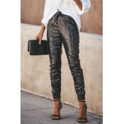 Lovely Casual Sequined Decorative Black Pants