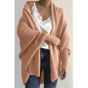 Lovely Batwing Sleeve Army Pink Cardigan