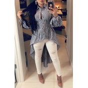 Lovely Work Striped Black And White Blouse