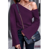 Lovely Work Dew Shoulder Purple Sweater