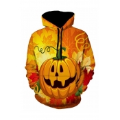 Lovely Casual Printed Yellow Hoodie