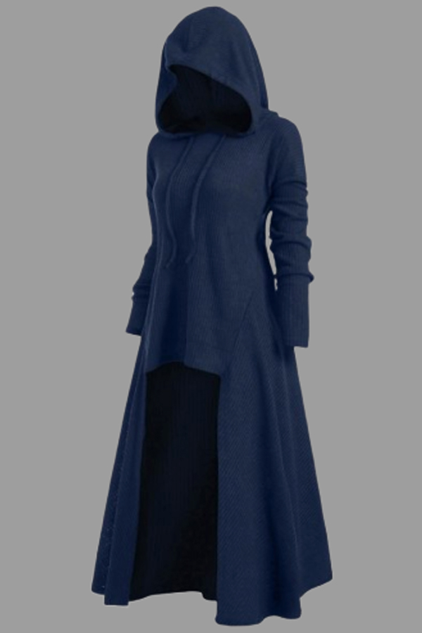 Lovely Casual Asymmetrical Dark Blue Plus Size Hoodie