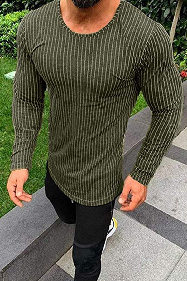 Lovely Casual Striped Green T-shirt