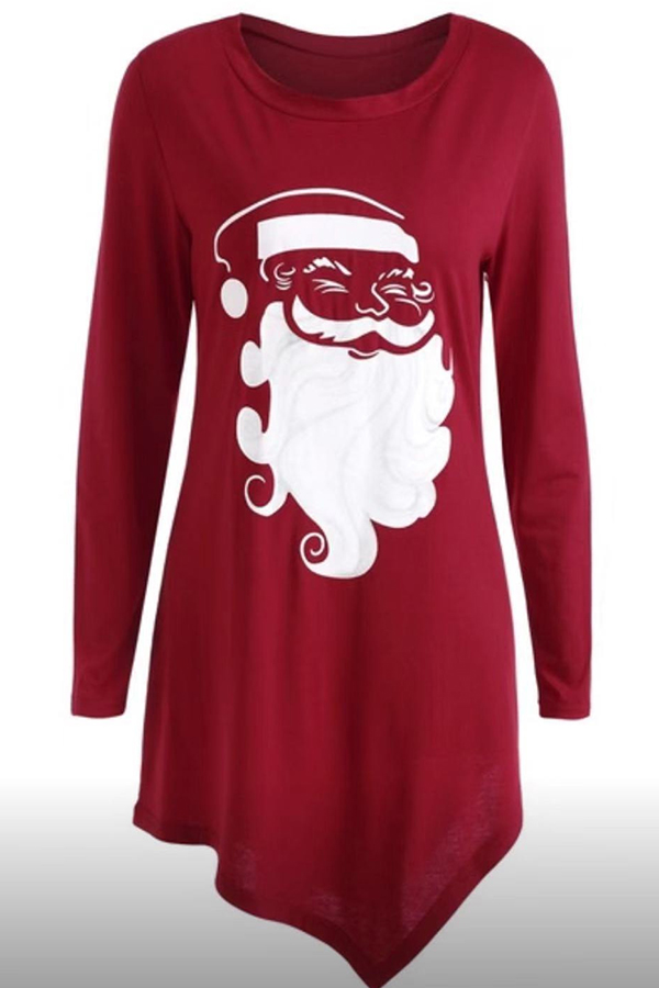 Lovely Christmas Day Printed Red T-shirt