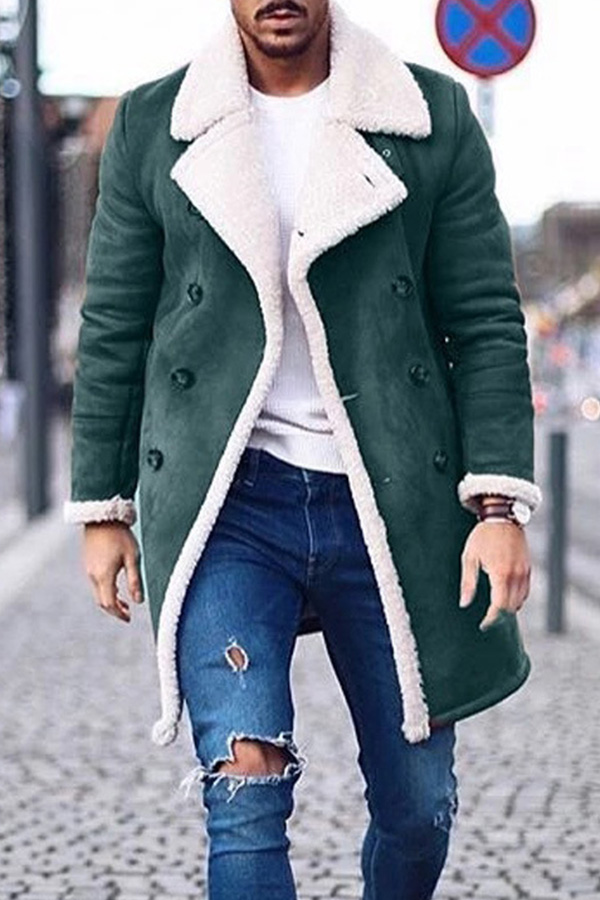 Lovely Casual Buttons Design Green Faux Suede