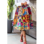 Lovely Casual Printed Multicolor Knee Length Skirt
